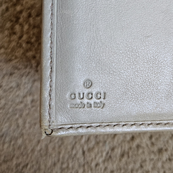 Gucci Ivory Embossed Leather Long Wallet Gold Bamboo Hardware - Picture 6 of 16